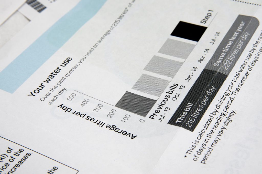 Water bill consumption and cost