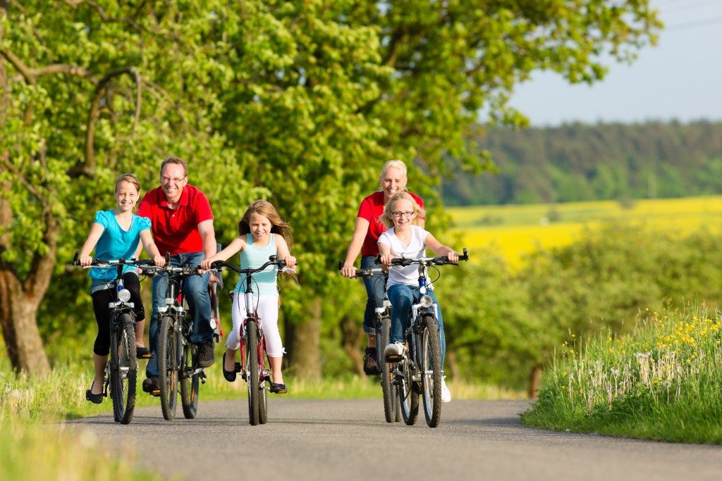 family cycling