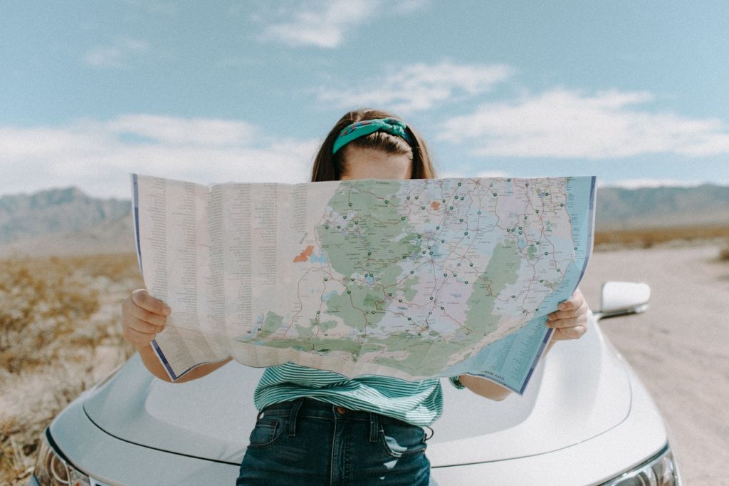 woman holding a map