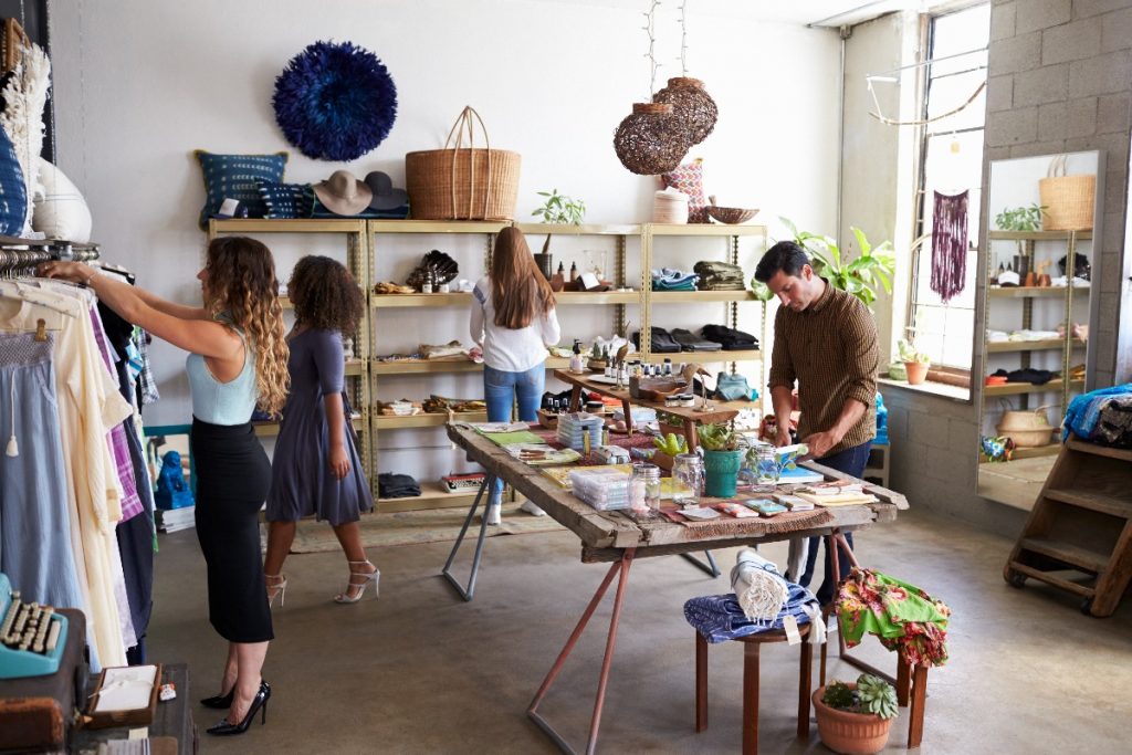 women at a store