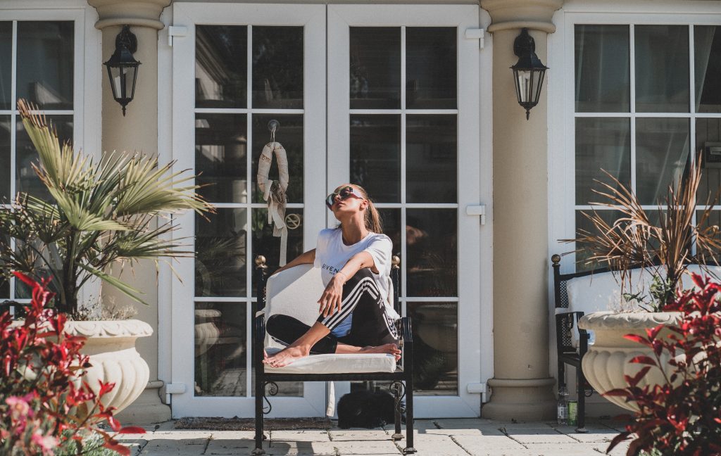 woman relaxing in patio